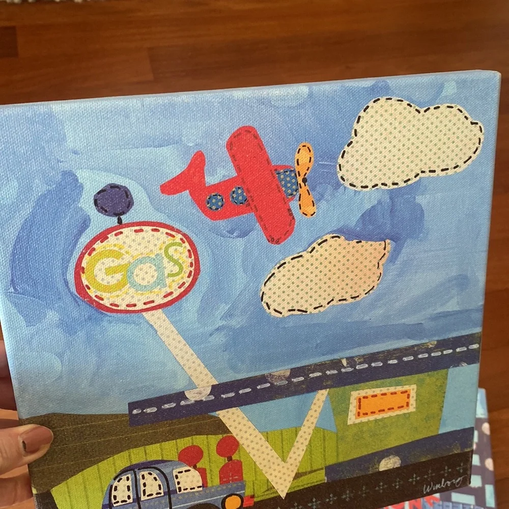 Kids Oopsy daisy too Transportation Wall (3) Canvas Art Bundle- Sz 10”x10”